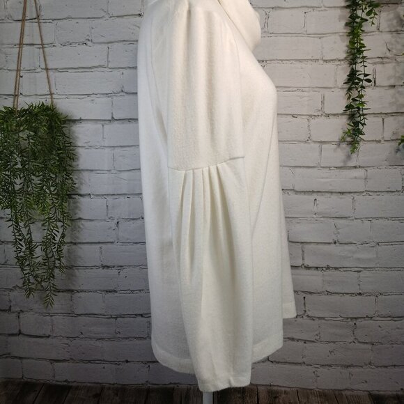 LOU&GREY WINTER WHITE COWL NECK SWEATER, BISHOP SLEEVE, SIZE SMALL - Picture 2 of 6